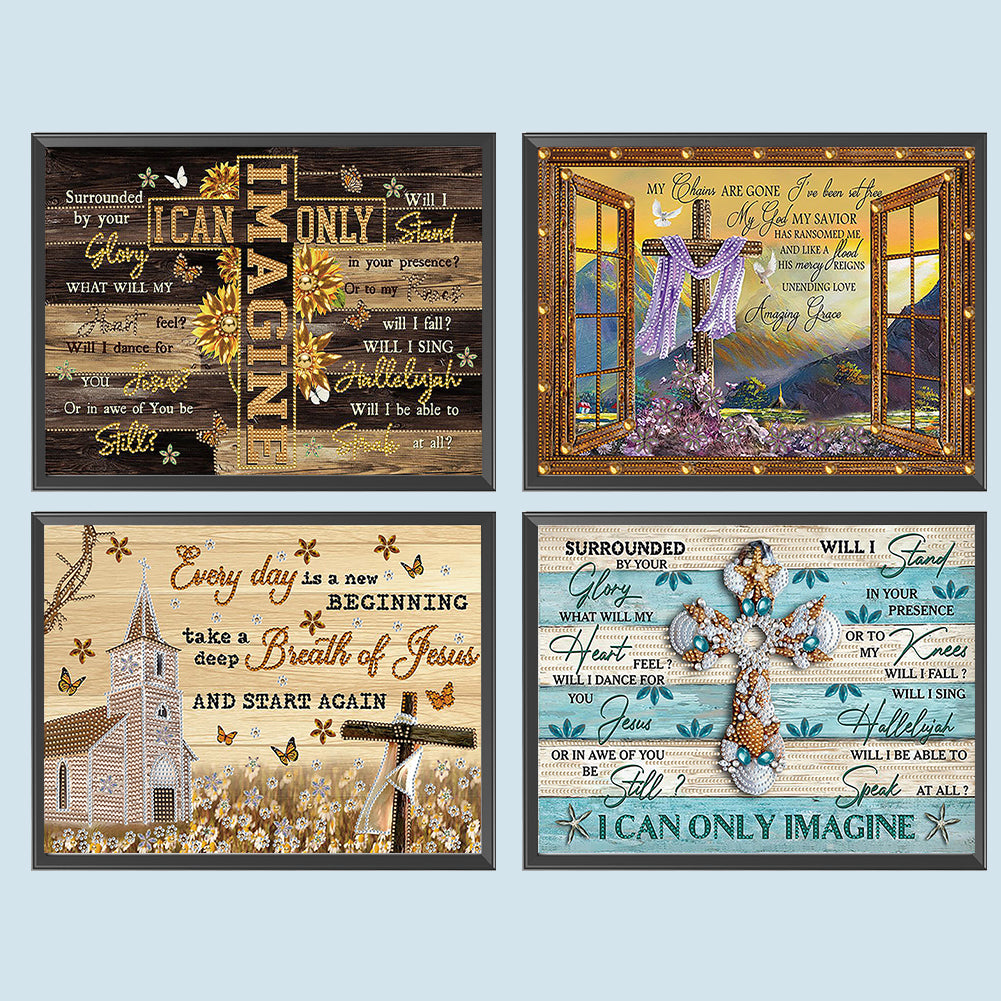 4 Pcs English - Special Shaped Drill Diamond Painting 40*30CM