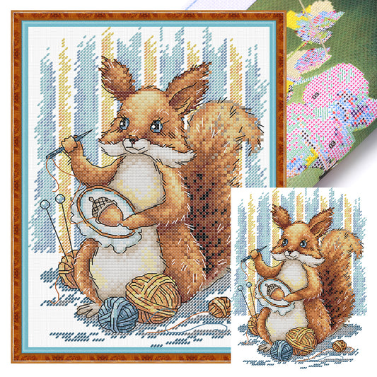 Embroidered Squirrel - 14CT Stamped Cross Stitch 19*27CM(Joy Sunday)