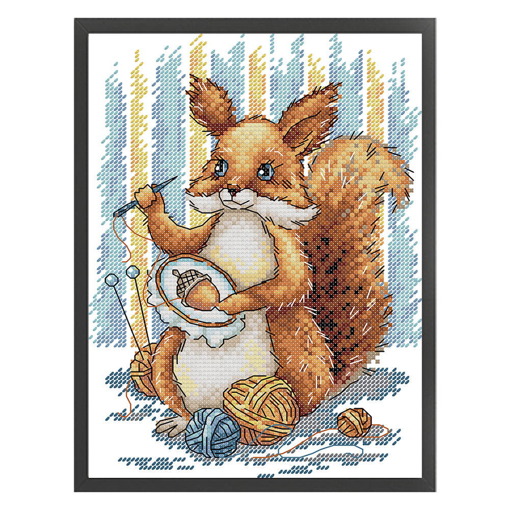 Embroidered Squirrel - 14CT Stamped Cross Stitch 19*27CM(Joy Sunday)