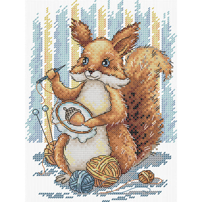 Embroidered Squirrel - 14CT Stamped Cross Stitch 19*27CM(Joy Sunday)