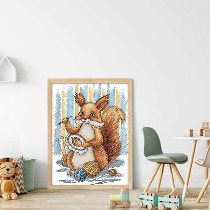 Embroidered Squirrel - 14CT Stamped Cross Stitch 19*27CM(Joy Sunday)