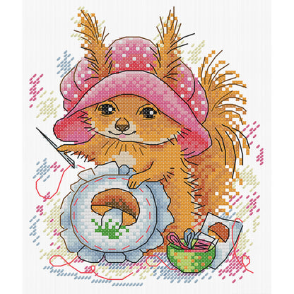 The Squirrel Who Loves Embroidery - 14CT Stamped Cross Stitch 18*21CM(Joy Sunday)