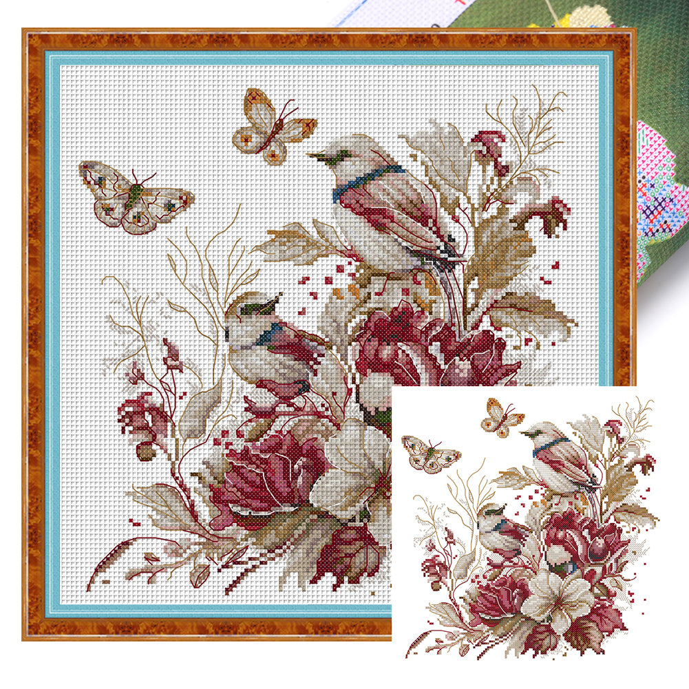Autumn Bird - 14CT Stamped Cross Stitch 33*33CM(Joy Sunday)