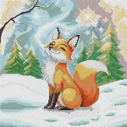 Little Fox In Winter - 14CT Stamped Cross Stitch 34*34CM(Joy Sunday)