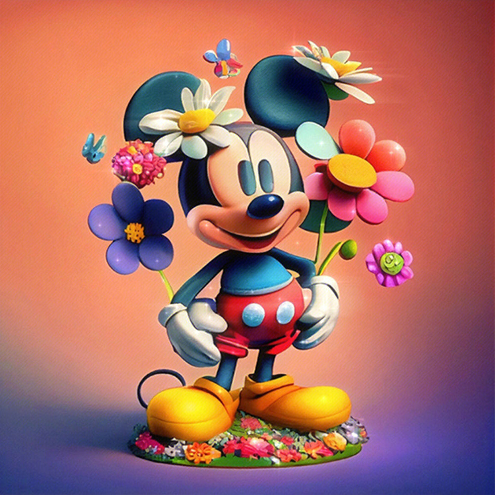 Flowers And Mickey - Full AB Round Drill Diamond Painting 40*40CM