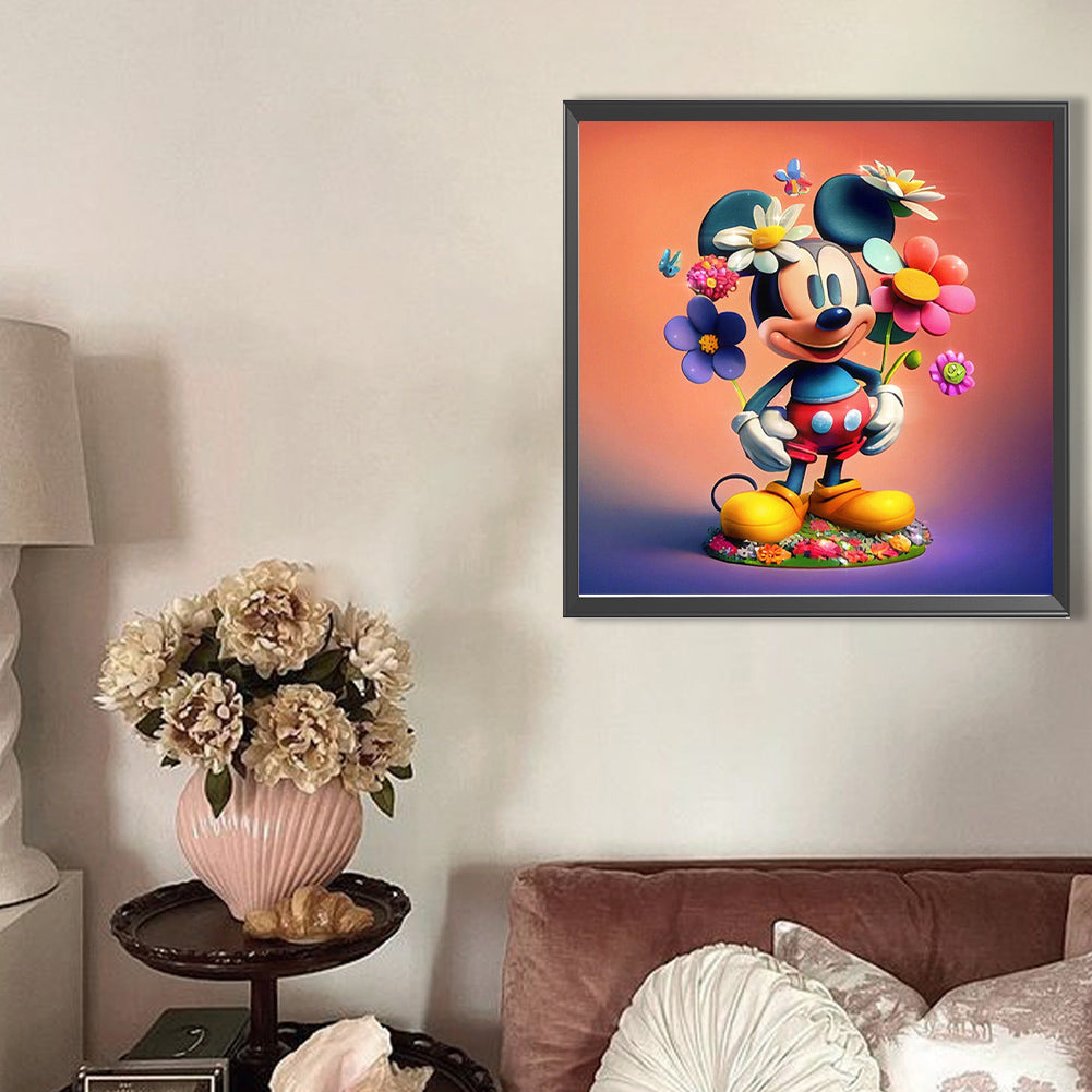 Flowers And Mickey - Full AB Round Drill Diamond Painting 40*40CM