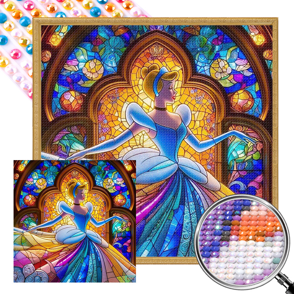 Cinderella Glass Painting - Full AB Round Drill Diamond Painting 40*40CM
