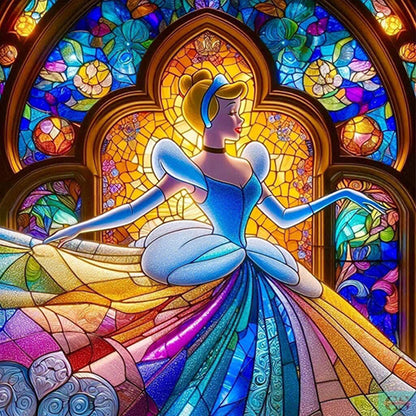 Cinderella Glass Painting - Full AB Round Drill Diamond Painting 40*40CM