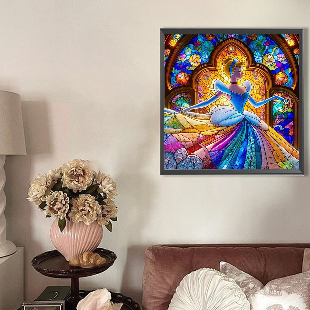 Cinderella Glass Painting - Full AB Round Drill Diamond Painting 40*40CM