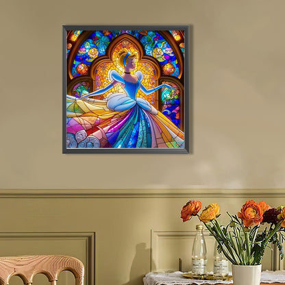 Cinderella Glass Painting - Full AB Round Drill Diamond Painting 40*40CM