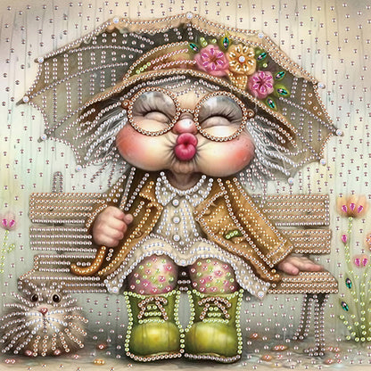 4 Pcs Old Lady - Special Shaped Drill Diamond Painting 30*30CM