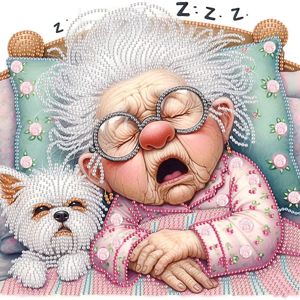 4 Pcs Old Lady - Special Shaped Drill Diamond Painting 30*30CM