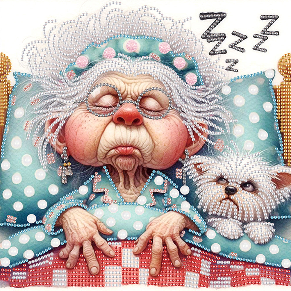 4 Pcs Old Lady - Special Shaped Drill Diamond Painting 30*30CM