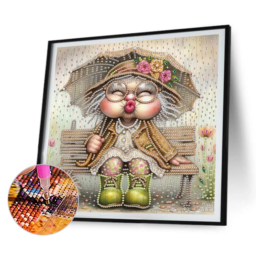 4 Pcs Old Lady - Special Shaped Drill Diamond Painting 30*30CM