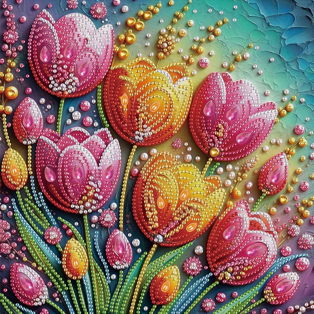 4 Pcs Flowers - Special Shaped Drill Diamond Painting 30*30CM