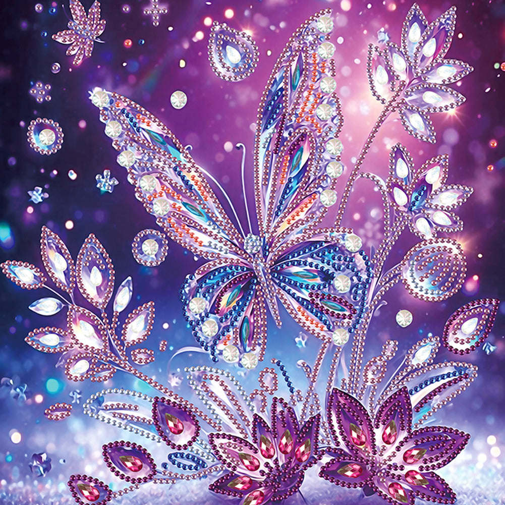 4 Pcs Purple Butterfly - Special Shaped Drill Diamond Painting 30*30CM