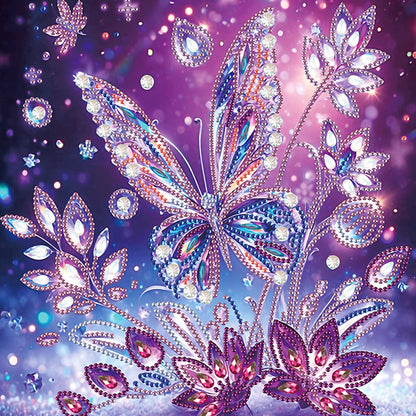 4 Pcs Purple Butterfly - Special Shaped Drill Diamond Painting 30*30CM