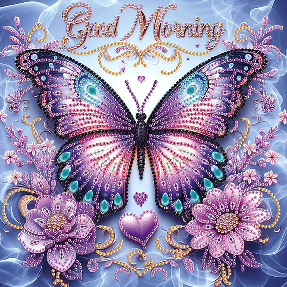 4 Pcs Purple Butterfly - Special Shaped Drill Diamond Painting 30*30CM