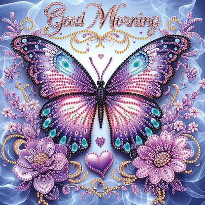 4 Pcs Purple Butterfly - Special Shaped Drill Diamond Painting 30*30CM