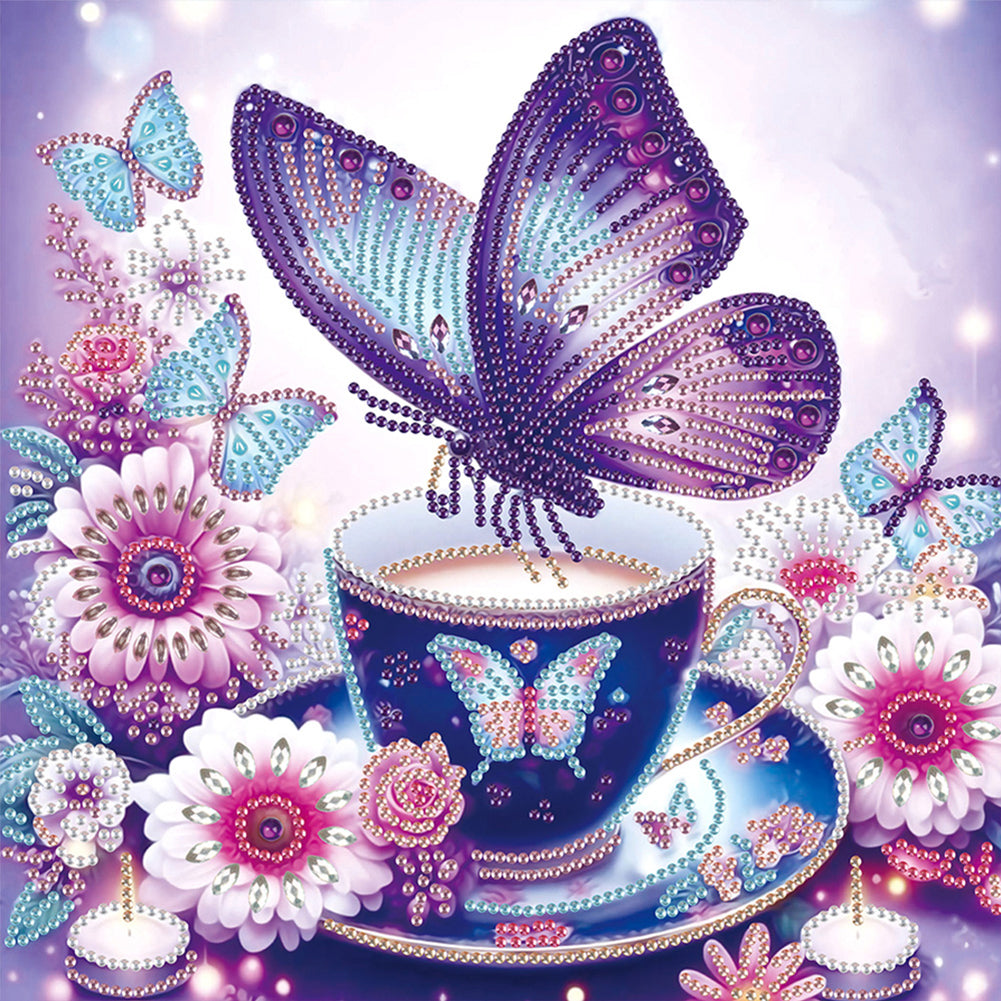 4 Pcs Purple Butterfly - Special Shaped Drill Diamond Painting 30*30CM