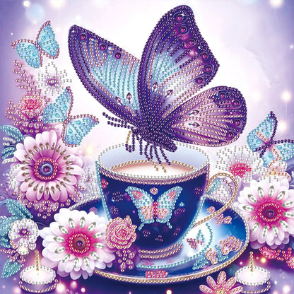 4 Pcs Purple Butterfly - Special Shaped Drill Diamond Painting 30*30CM