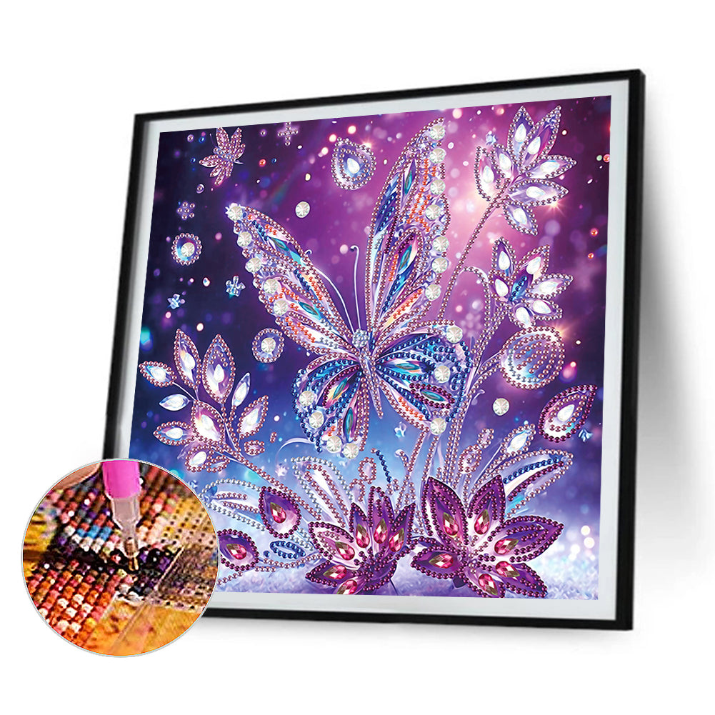 4 Pcs Purple Butterfly - Special Shaped Drill Diamond Painting 30*30CM