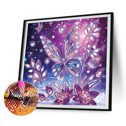 4 Pcs Purple Butterfly - Special Shaped Drill Diamond Painting 30*30CM