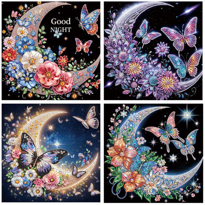 4 Pcs Crescent Moon Butterfly - Special Shaped Drill Diamond Painting 30*30CM
