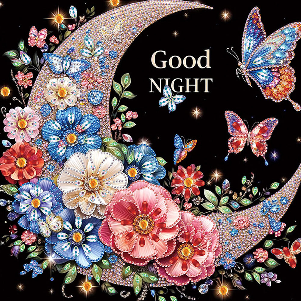 4 Pcs Crescent Moon Butterfly - Special Shaped Drill Diamond Painting 30*30CM