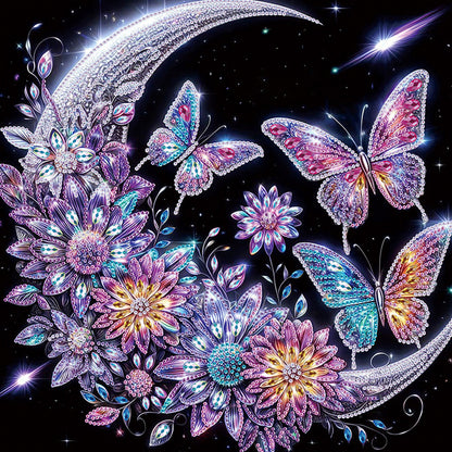 4 Pcs Crescent Moon Butterfly - Special Shaped Drill Diamond Painting 30*30CM