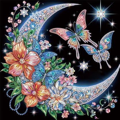 4 Pcs Crescent Moon Butterfly - Special Shaped Drill Diamond Painting 30*30CM
