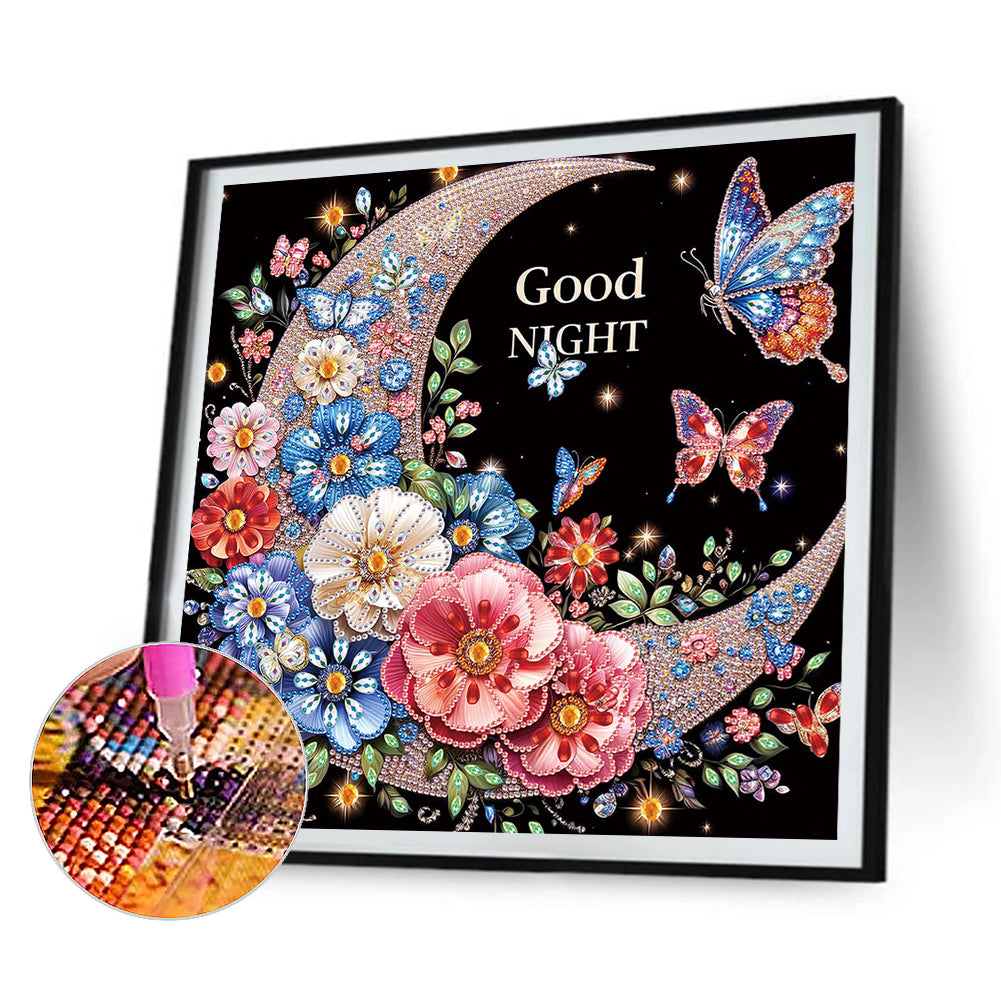 4 Pcs Crescent Moon Butterfly - Special Shaped Drill Diamond Painting 30*30CM