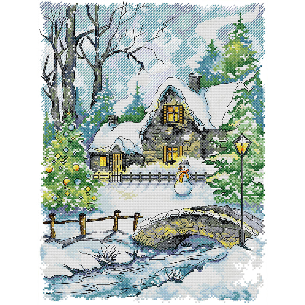 Little Snowman In Winter - 14CT Stamped Cross Stitch 33*44CM(Joy Sunday)