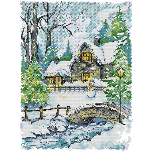 Little Snowman In Winter - 14CT Stamped Cross Stitch 33*44CM(Joy Sunday)