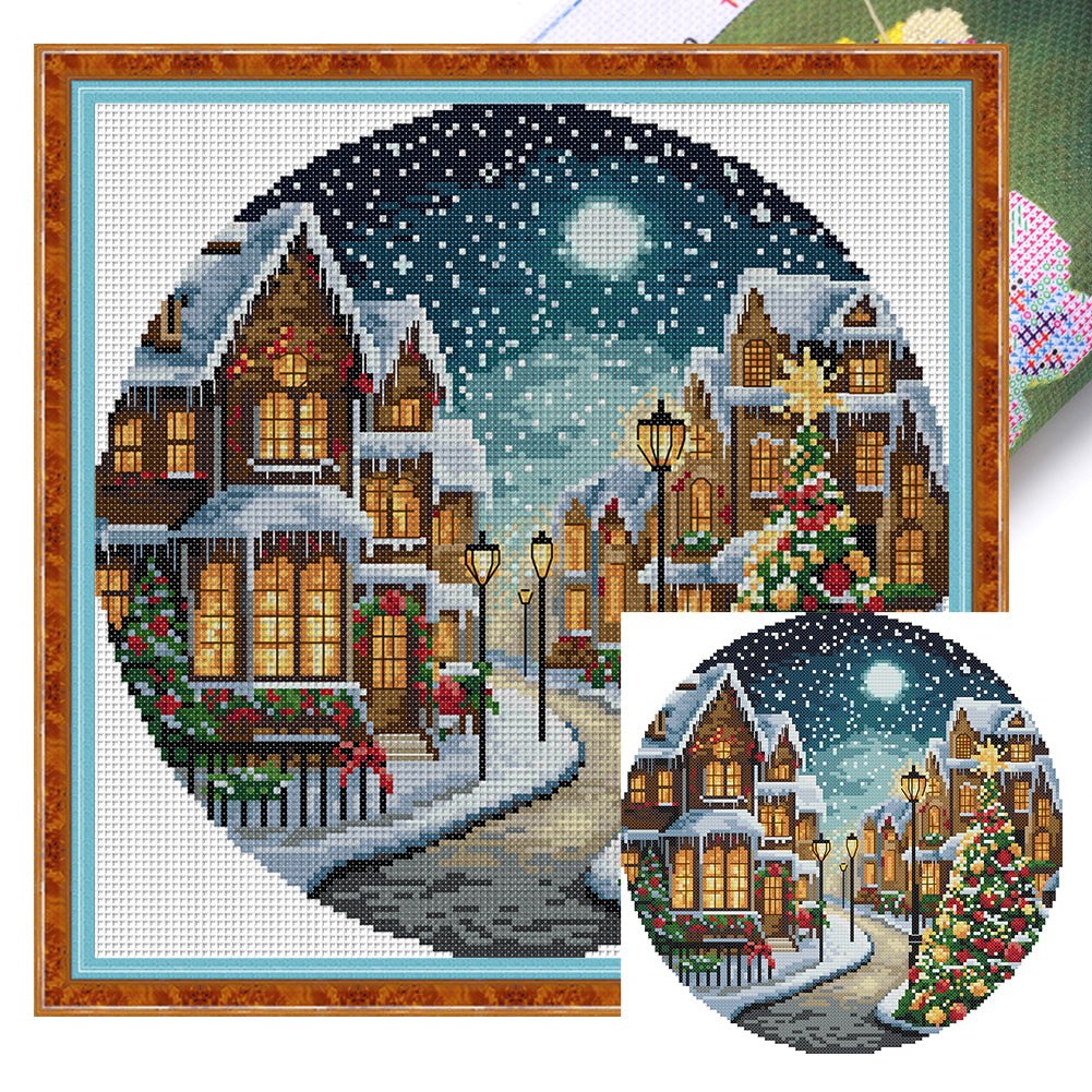 Christmas Night Three - 14CT Stamped Cross Stitch 31*31CM(Joy Sunday)