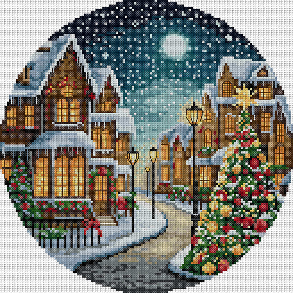 Christmas Night Three - 14CT Stamped Cross Stitch 31*31CM(Joy Sunday)