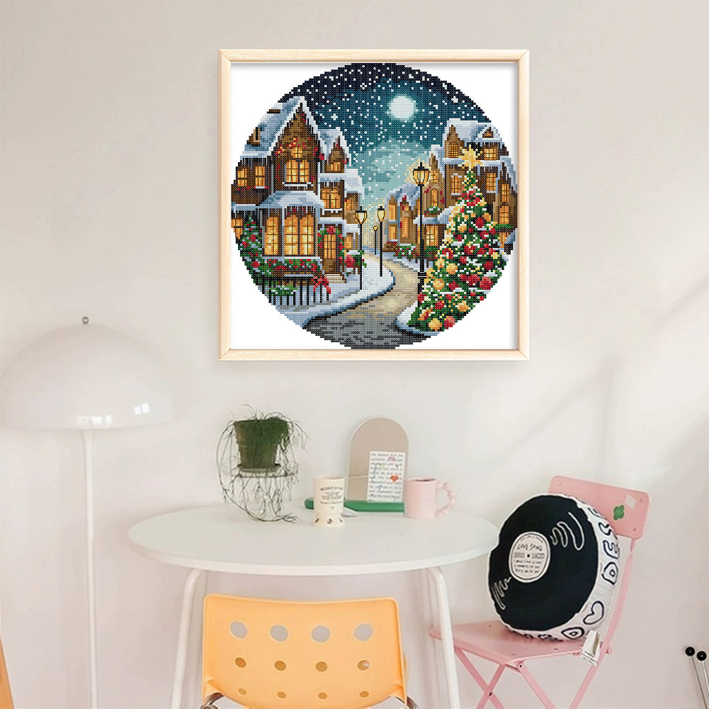 Christmas Night Three - 14CT Stamped Cross Stitch 31*31CM(Joy Sunday)