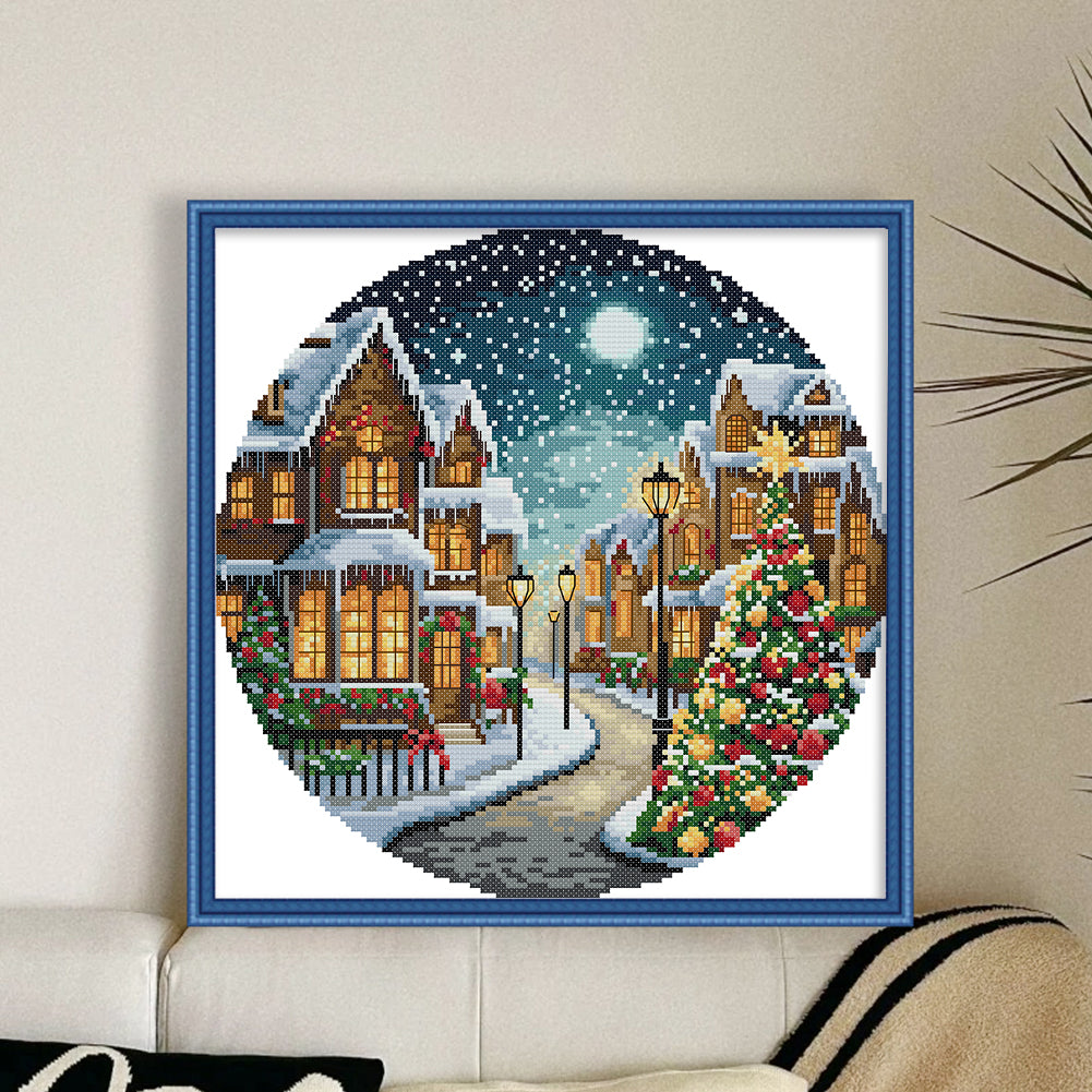 Christmas Night Three - 14CT Stamped Cross Stitch 31*31CM(Joy Sunday)