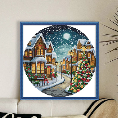 Christmas Night Three - 14CT Stamped Cross Stitch 31*31CM(Joy Sunday)