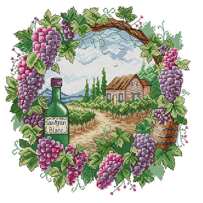 Summer Scene In Wreath - 14CT Stamped Cross Stitch 38*36CM(Joy Sunday)