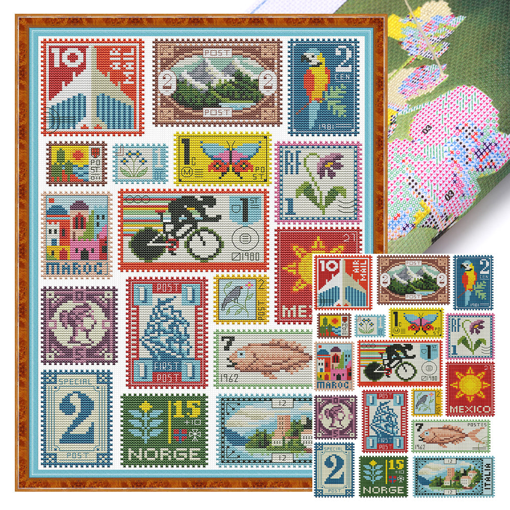 Small Stamp Collection - 14CT Stamped Cross Stitch 30*41CM(Joy Sunday)