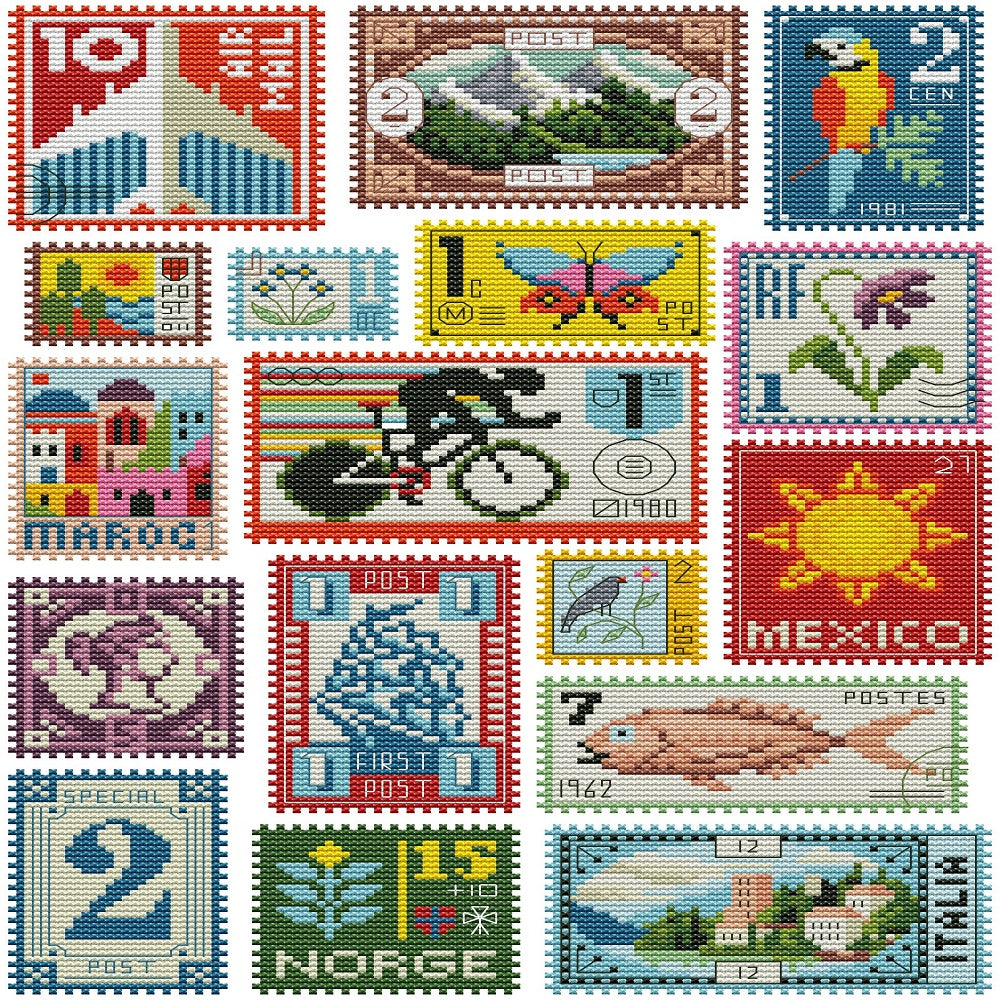 Small Stamp Collection - 14CT Stamped Cross Stitch 30*41CM(Joy Sunday)