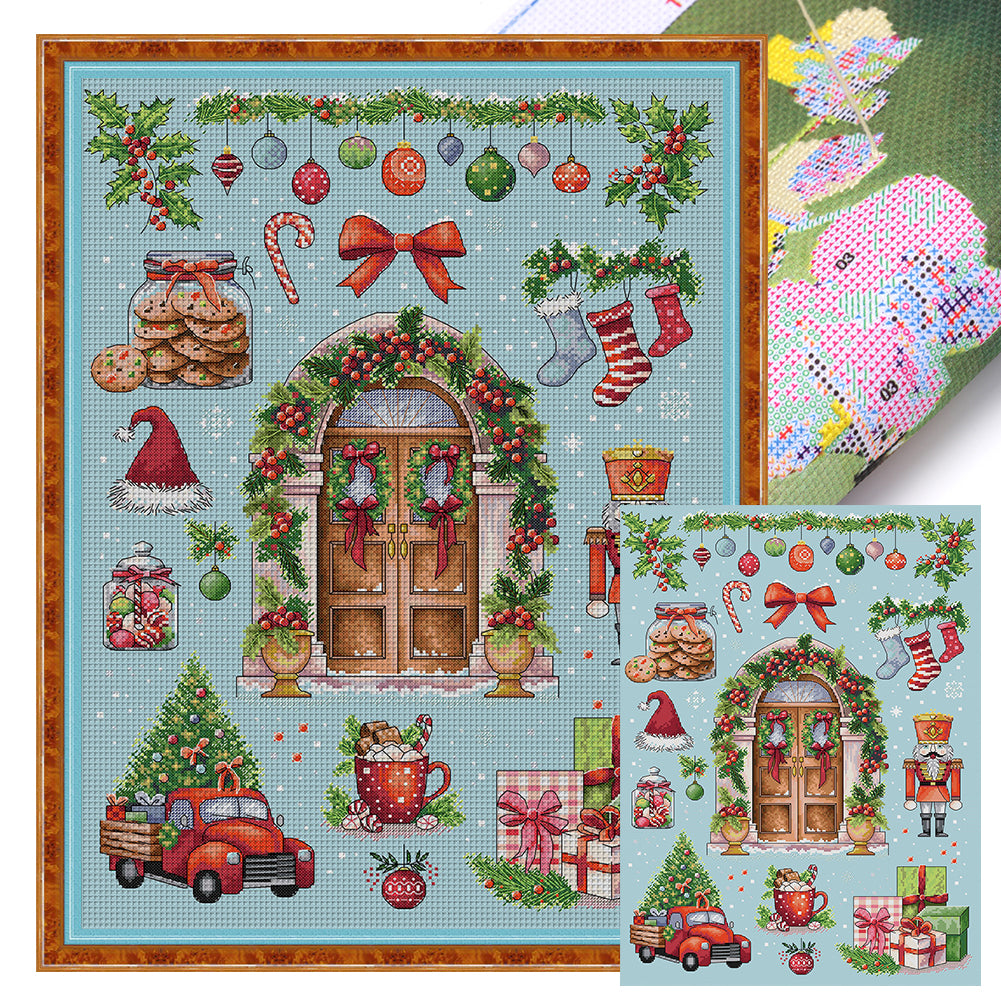 Christmas Cottage - 14CT Stamped Cross Stitch 46*61CM(Joy Sunday)