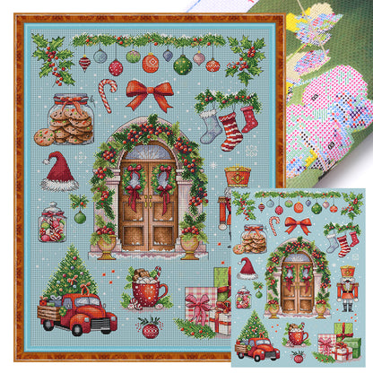 Christmas Cottage - 14CT Stamped Cross Stitch 46*61CM(Joy Sunday)