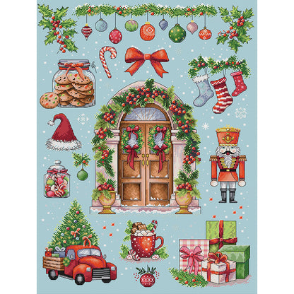 Christmas Cottage - 14CT Stamped Cross Stitch 46*61CM(Joy Sunday)