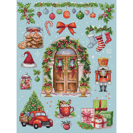 Christmas Cottage - 14CT Stamped Cross Stitch 46*61CM(Joy Sunday)