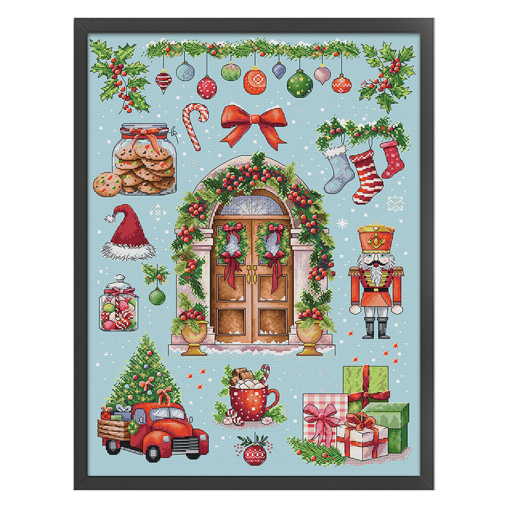 Christmas Cottage - 14CT Stamped Cross Stitch 46*61CM(Joy Sunday)