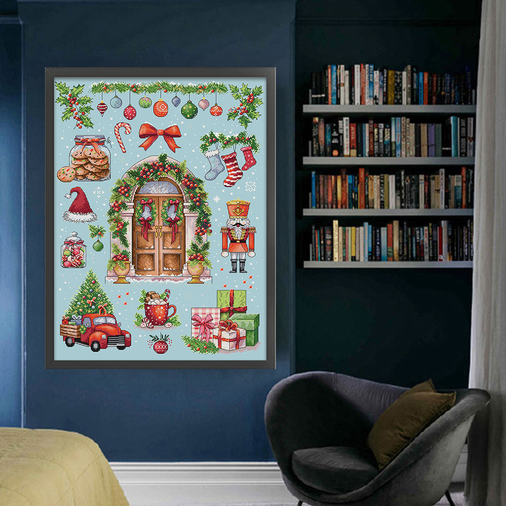 Christmas Cottage - 14CT Stamped Cross Stitch 46*61CM(Joy Sunday)