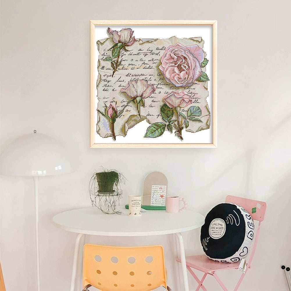 Love Letter From A Rose - 14CT Stamped Cross Stitch 31*32CM(Joy Sunday)