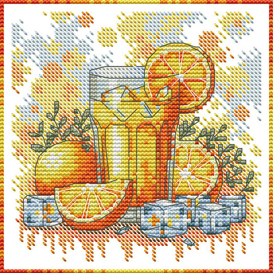 Vitamin C Drink - 14CT Stamped Cross Stitch 17*17CM(Joy Sunday)